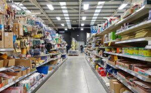 Aisle view in a home improvement store